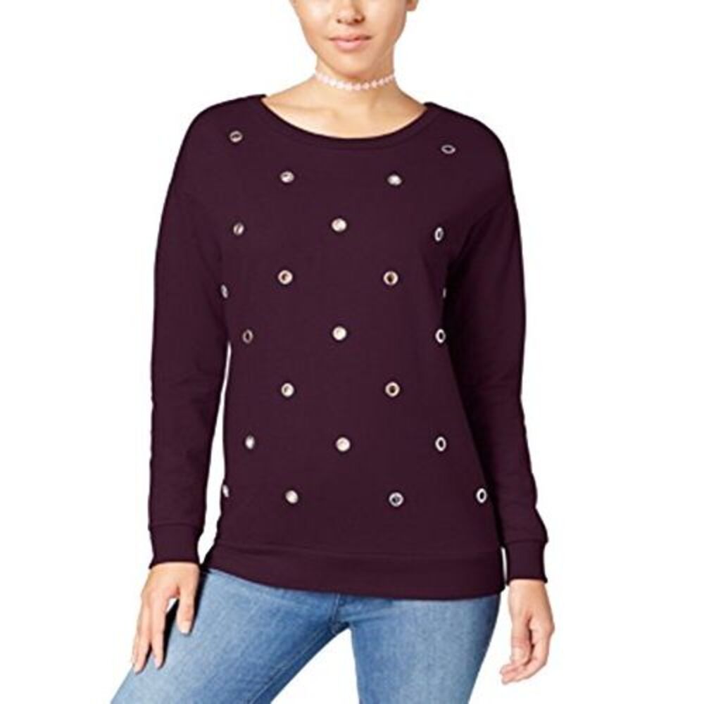 Ultra Flirt Juniors' Grommet-Detail Sweatshirt Winetasting XS